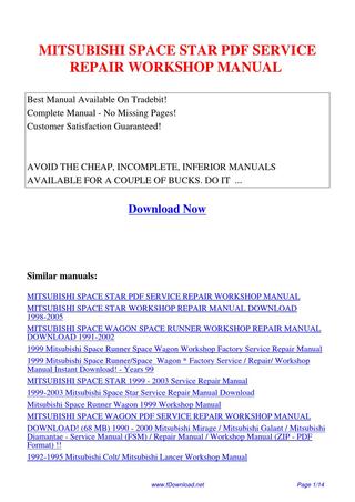 download 10102; MITSUBISHI Lancer Lancer SUPER DIY  30 MB 95 workshop manual