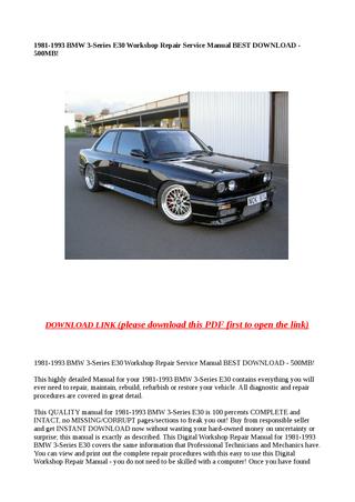 download BMW 3 Series E30 500MB workshop manual