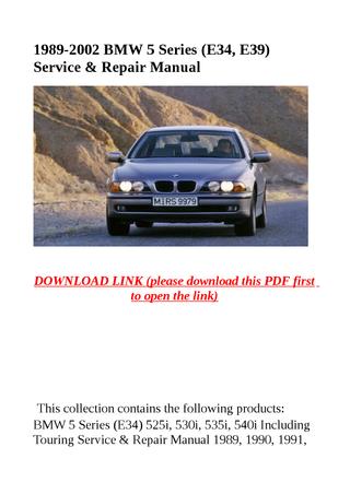 download BMW 5 E34 525i 530i 535i 540i Including Touring workshop manual