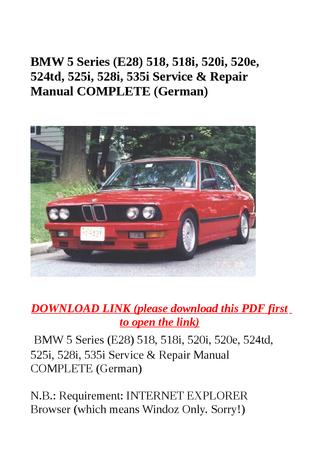 download BMW 5 Series E28 M535i workshop manual