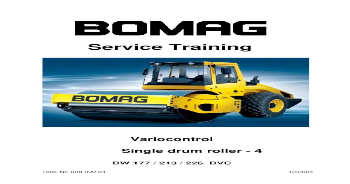 download Bomag Walzenzug Single Drum Rollers BW 177 D 4 able workshop manual