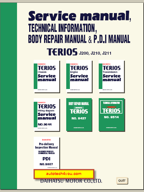 download Bundle Daihatsu TERIOS J2 J200 J210 J211 workshop manual