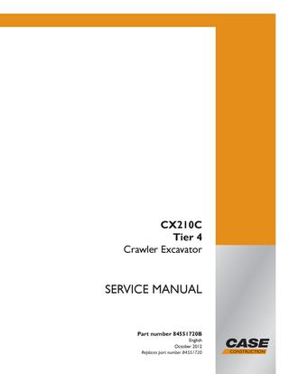 download Case CX210C TIER 4 Crawler Excavator able workshop manual