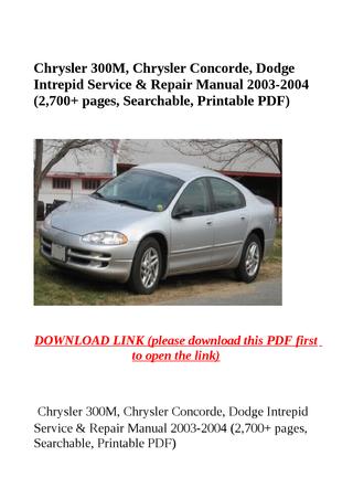 download Chrysler 300M Concorde Intrepid workshop manual