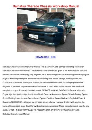 download DAIHATSU CHARADE With CB23 CB61 CB80 EngineS workshop manual