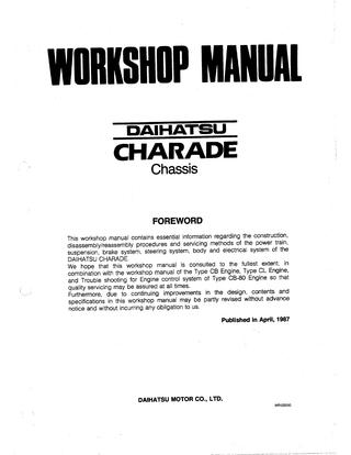 download DAIHATSU CHARADE workshop manual