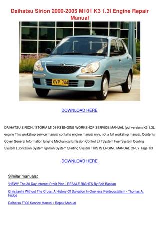 download DAIHATSU SIRION M101 K3 1.3L Engine workshop manual