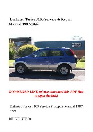 download DAIHATSU TERIOS J100 workshop manual