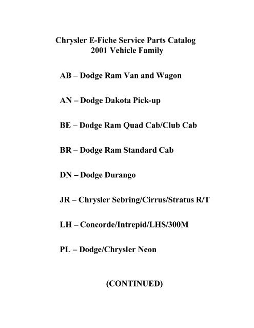 download DODGE CHRYSLER E FICHE CA workshop manual