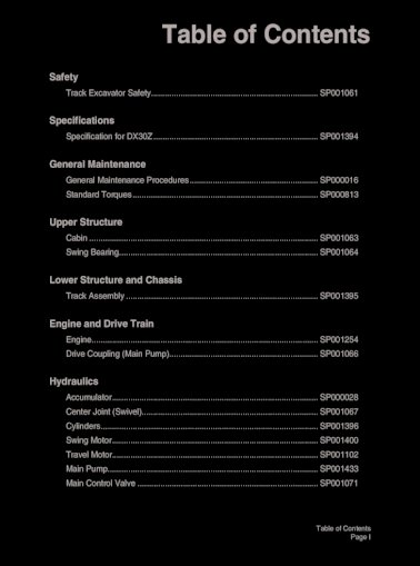 download DOOSAN DX30Z TRACK Excavator able workshop manual