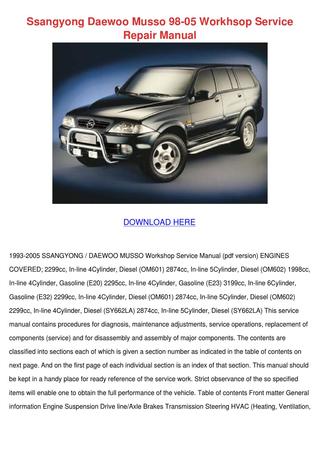 download Daewoo Musso SsangYong Musso workshop manual