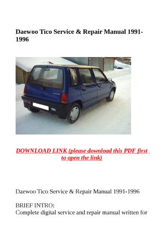 download Daewoo Tico workshop manual