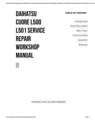 download Daihatsu Cuore L500 workshop manual