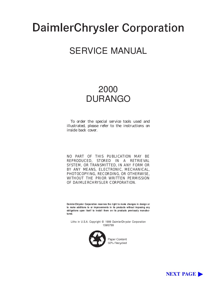 download Dodge DN Durango workshop manual