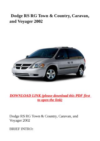 download Dodge RS RG Town Country Caravan Voyager workshop manual