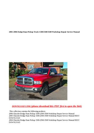 download Dodge Ram Truck 1500 2500 3500 workshop manual