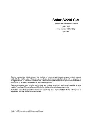 download Doosan Daewoo Solar 220LC V Excavator Operationable workshop manual