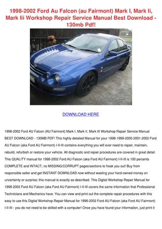 download FORD FALCON AU Serv workshop manual