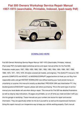 download Fiat 500  Printable Indexed iPad ready workshop manual