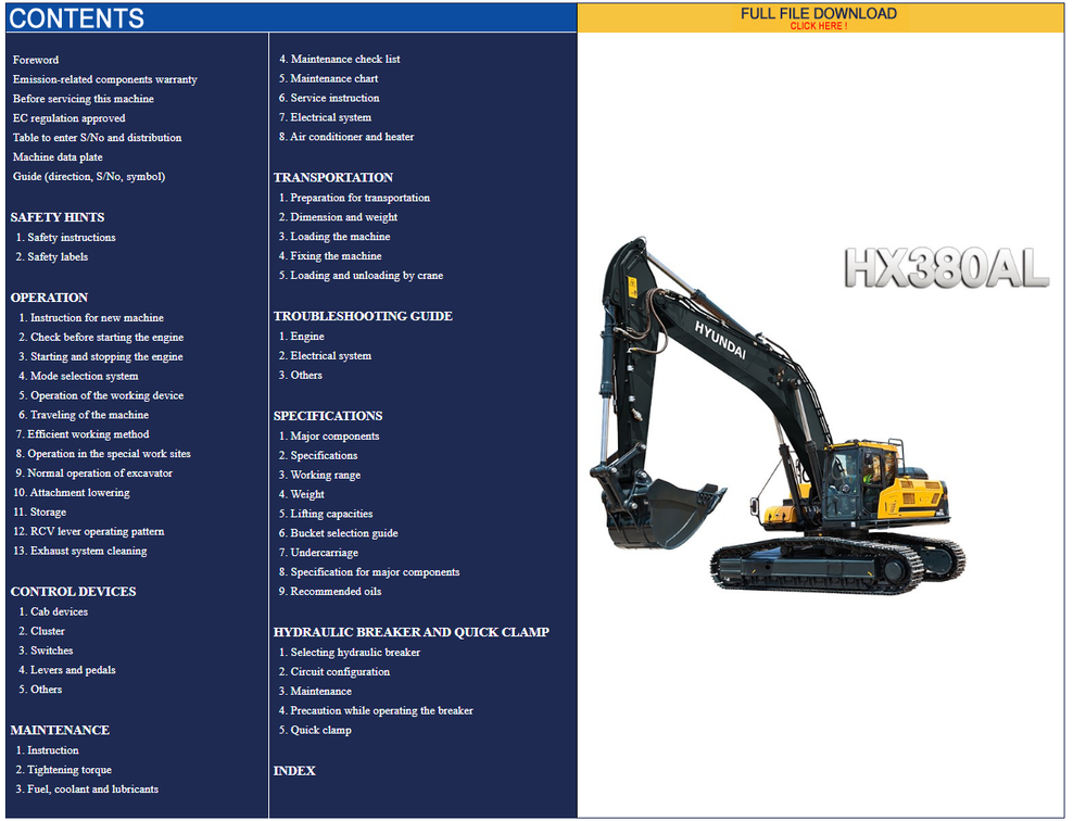 download HYUNDAI Crawler Excavator R800LC 7A able workshop manual