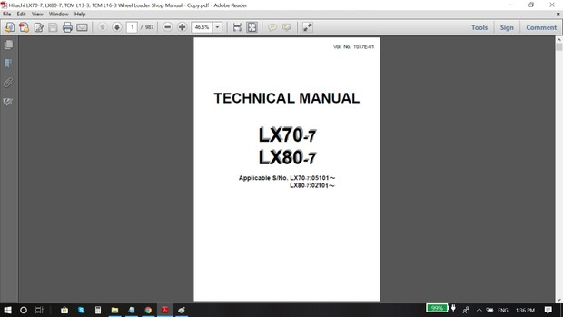 download Hitachi LX70 7 LX80 7 TCM L13 3 TCM L16 3 Wheel Loader able workshop manual