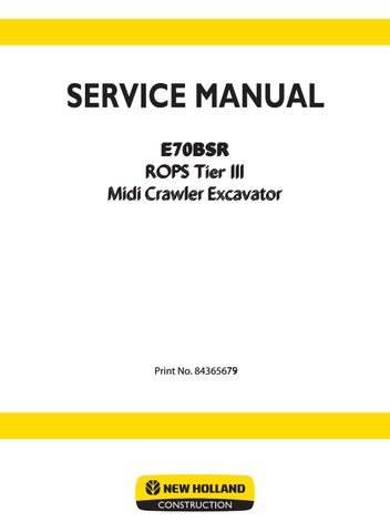 download Holland E70BSR Mini Excavator able workshop manual