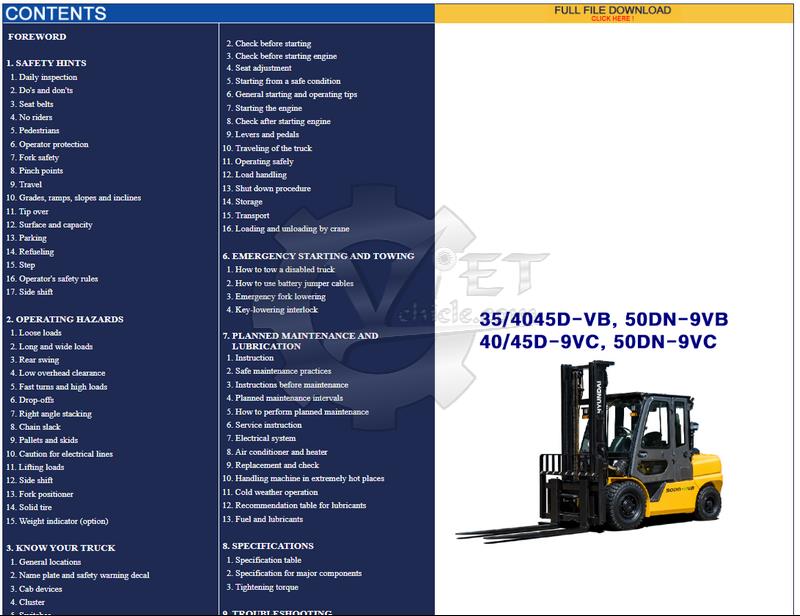 download Hyundai BRP Forklift Truck able workshop manual