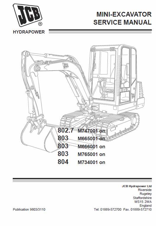 download JCB 802.7 Plus Mini Excavator able workshop manual