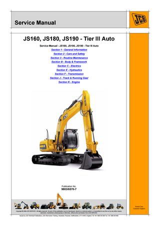 download JCB JS190 Tracked Excavator Tier 3 Auto able workshop manual