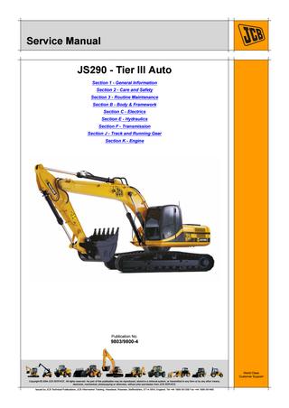 download JCB JS190 Tracked Excavator Tier 3 Auto able workshop manual