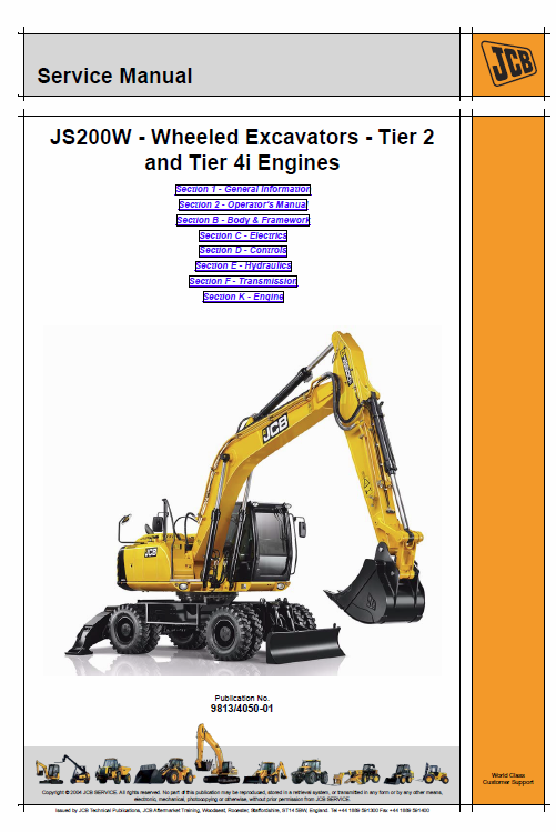 download JCB JS200W Wheeled Excavator able workshop manual