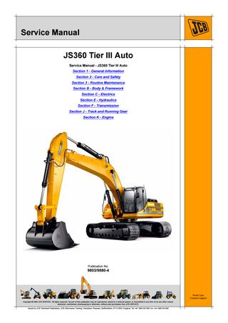 download JCB JS240 Tier 3 Auto Tracked Excavator able workshop manual