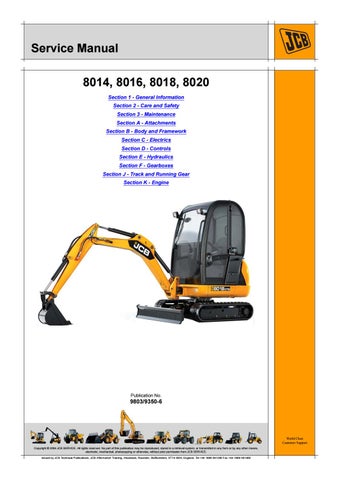 download JCB Mini Excavator 8014 8016 + Engine able workshop manual