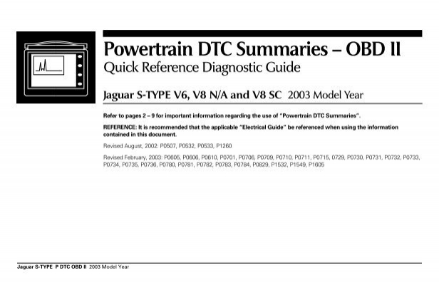 download Jaguar XJ V8 Powertrain DTC Summaries OBD II OBDII workshop manual