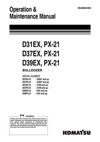 download KOMATSU D31EX 21 BULLDOZER Operation able workshop manual