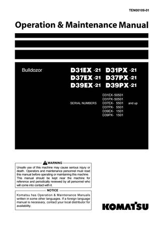 download KOMATSU D31EX 21 D31PX 21 D37EX 21 D37PX 21 BULLDOZER + Operation able workshop manual