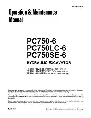 download KOMATSU PC750 6 PC750LC 6 PC750SE 6 PC800 6 PC800SE 6 Hydraulic Excavator Operation workshop manual