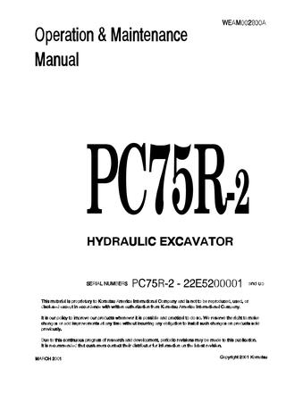 download KOMATSU PC75R 2 Hydraulic Excavator + Operation able workshop manual