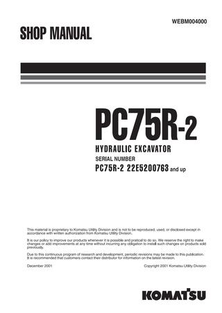 download KOMATSU PC75R 2 Hydraulic Excavator + Operation able workshop manual