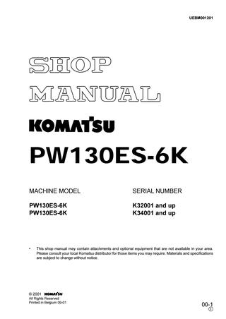 download KOMATSU PW130ES 6K Hydraulic Excavator able workshop manual