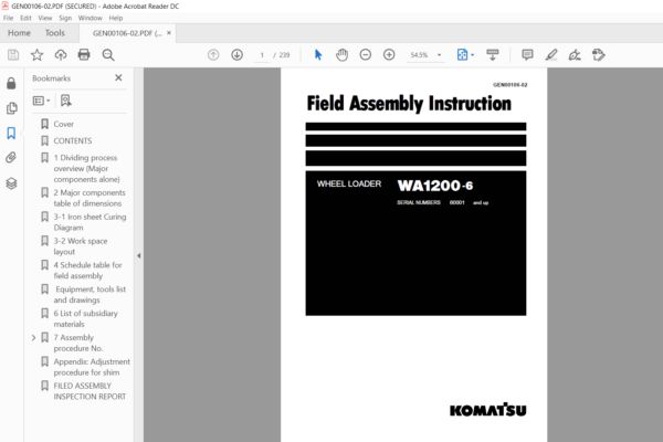 download KOMATSU WA1200 6 Field Assembly Instruction able workshop manual