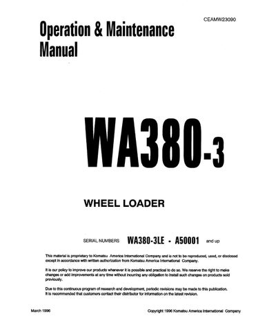 download KOMATSU WA380 3MC Wheel Loader + Operation able workshop manual