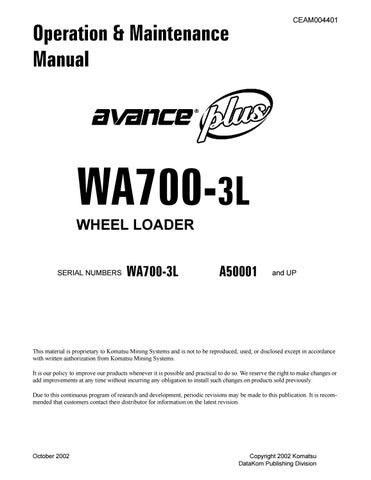 download KOMATSU WA700 1 Wheel Loader + Operation able workshop manual