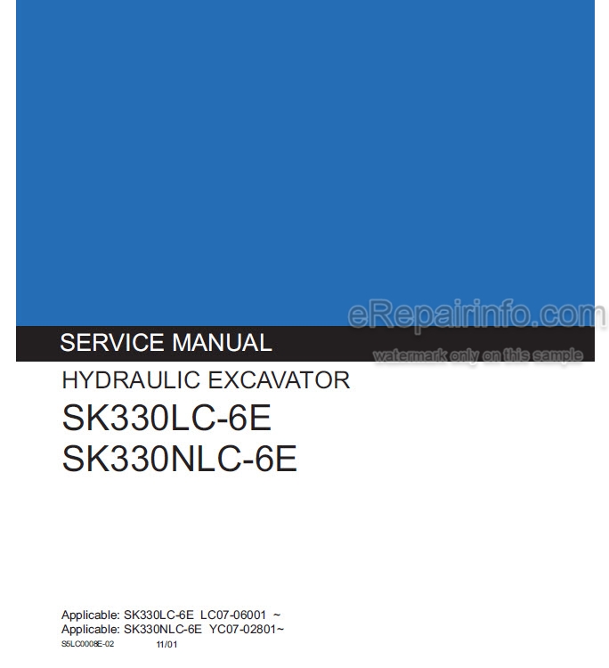 download Kobelco SK330 VI SK330LC VI SK330NLC VI Hydraulic Crawler Excavator workshop manual