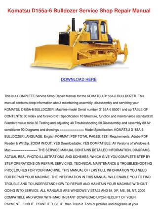 download Komatsu D155A 2 Bulldozer able workshop manual