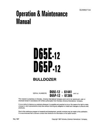 download Komatsu D65E 12 Dozer Bulldozer able workshop manual