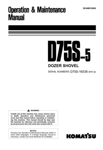 download Komatsu D75S 5 Dozer Shovel able workshop manual