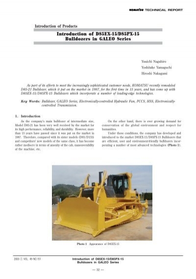 download Komatsu D85PX 15 Bulldozer able workshop manual