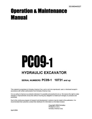 download Komatsu PC09 1 Hydraulic Excavator able workshop manual