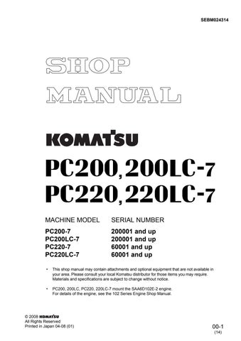 download Komatsu PC200 5 PC200LC 5 PC200LC 5 Mighty PC220 5 PC220LC 5 able workshop manual